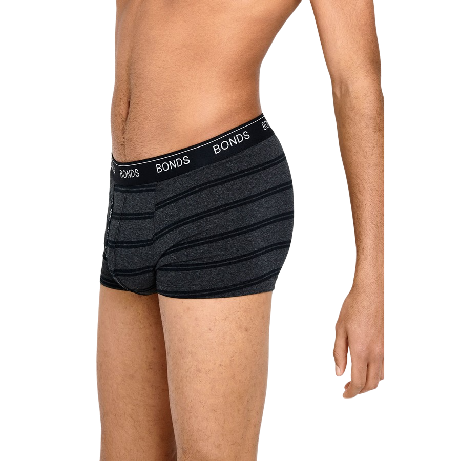 10 Pairs X Mens Bonds Guyfront Trunk Underwear Black Stripes/Black