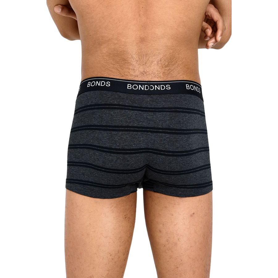 10 Pairs X Mens Bonds Guyfront Trunk Underwear Black Stripes/Black