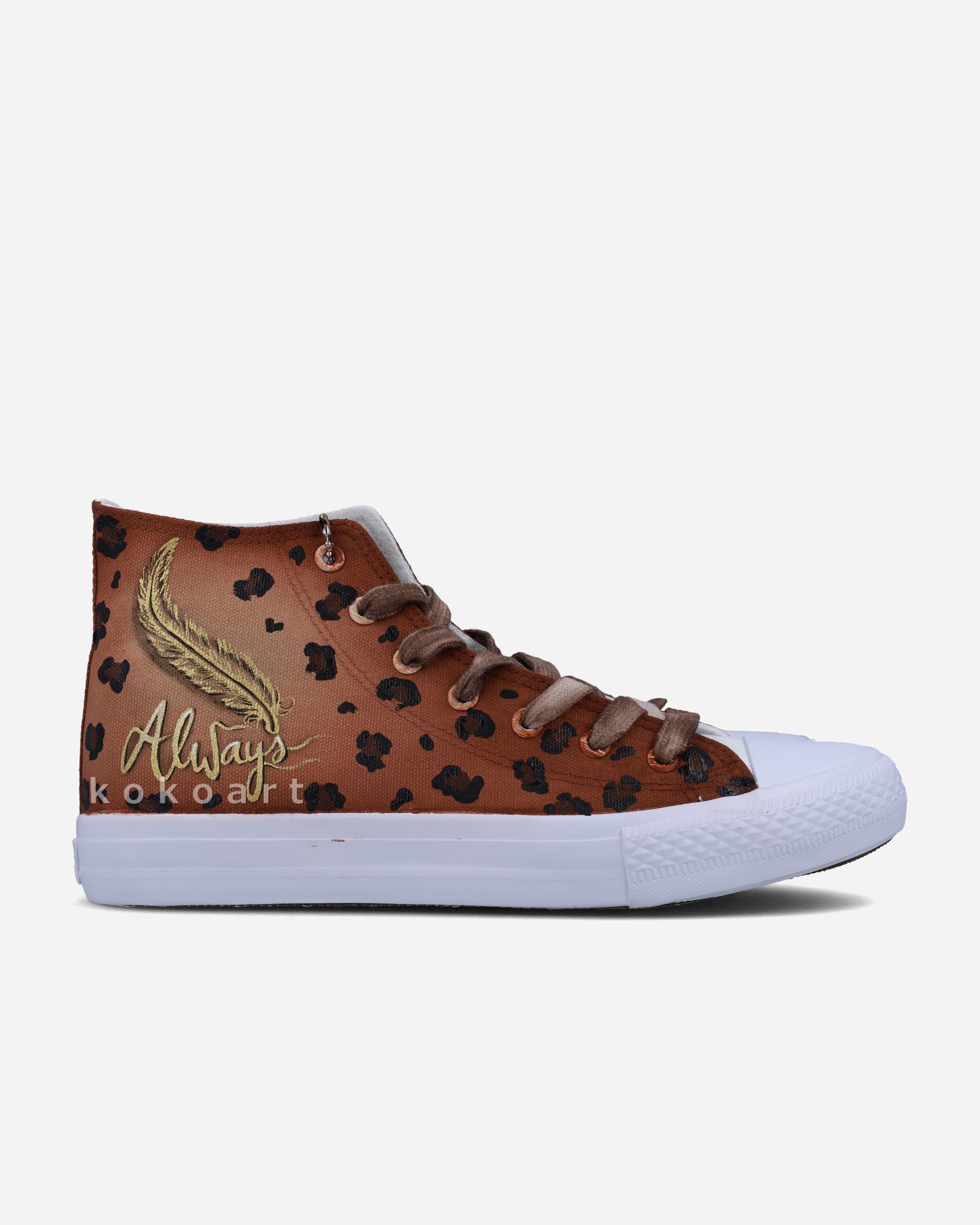 Always Brown Leopard Print Hand Painted Shoes