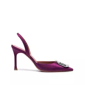 Amina Muaddi Camelia Satin Slingback DÉCOLLETÉ