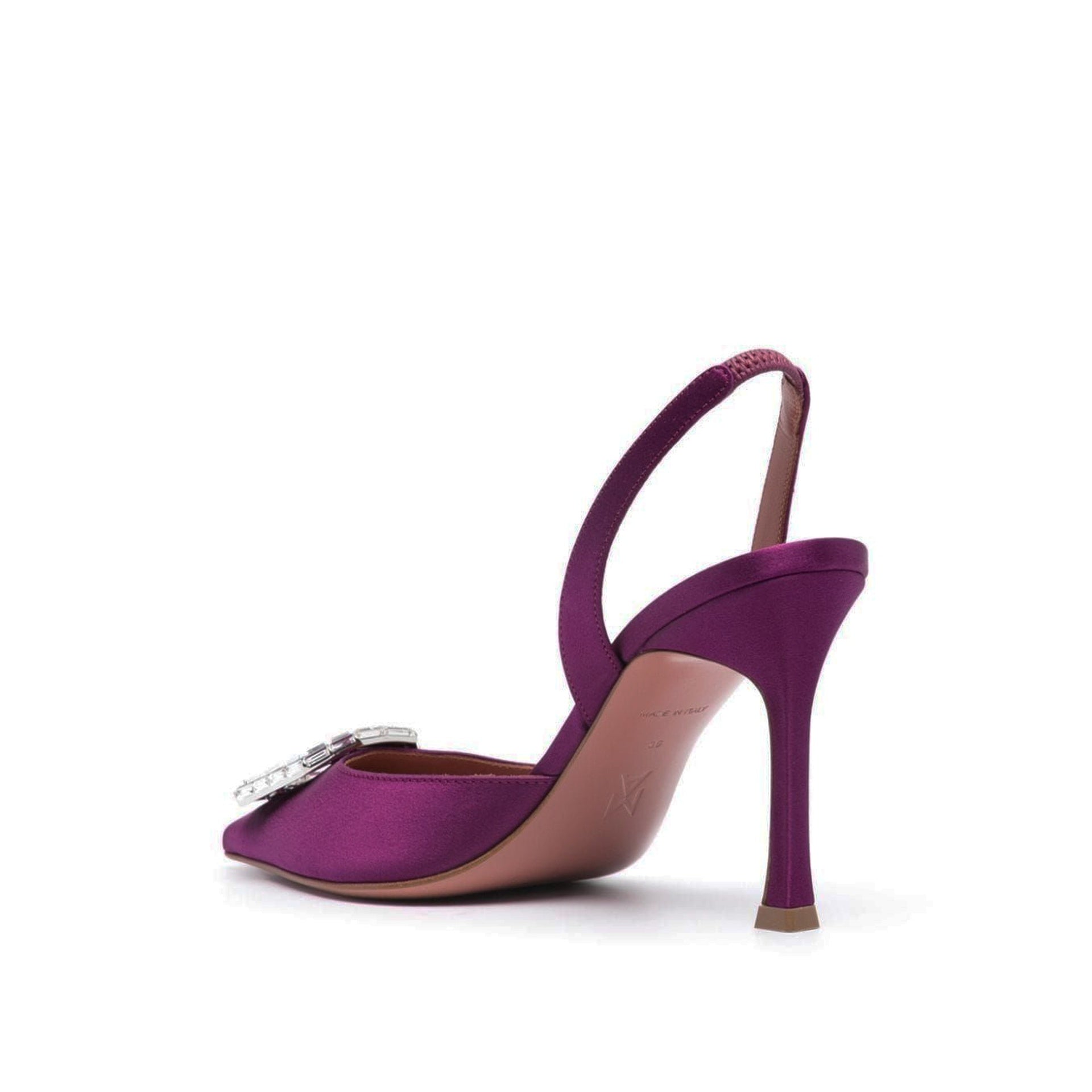 Amina Muaddi Camelia Satin Slingback DÉCOLLETÉ