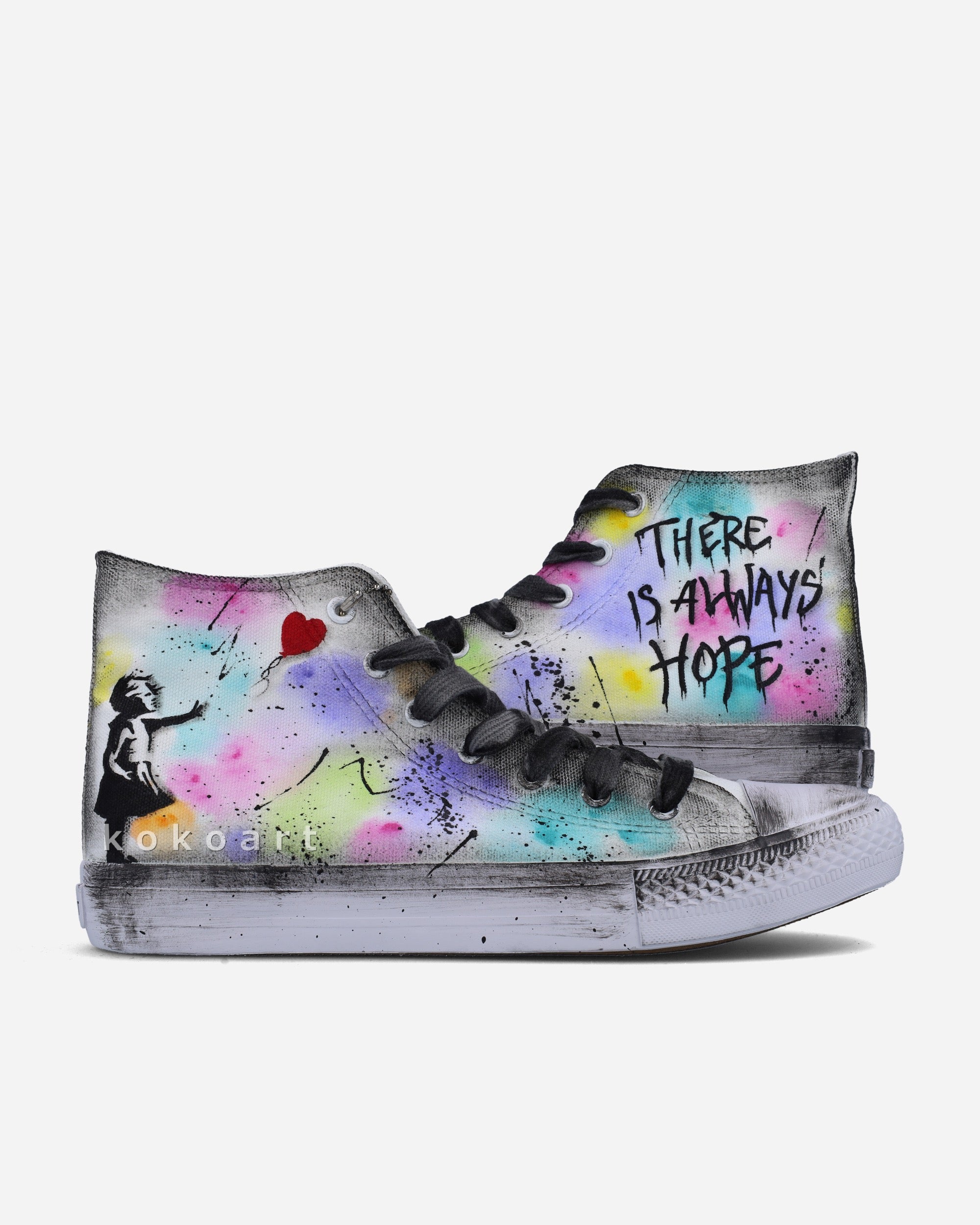 Banksy Watercolour Hand Painted Shoes