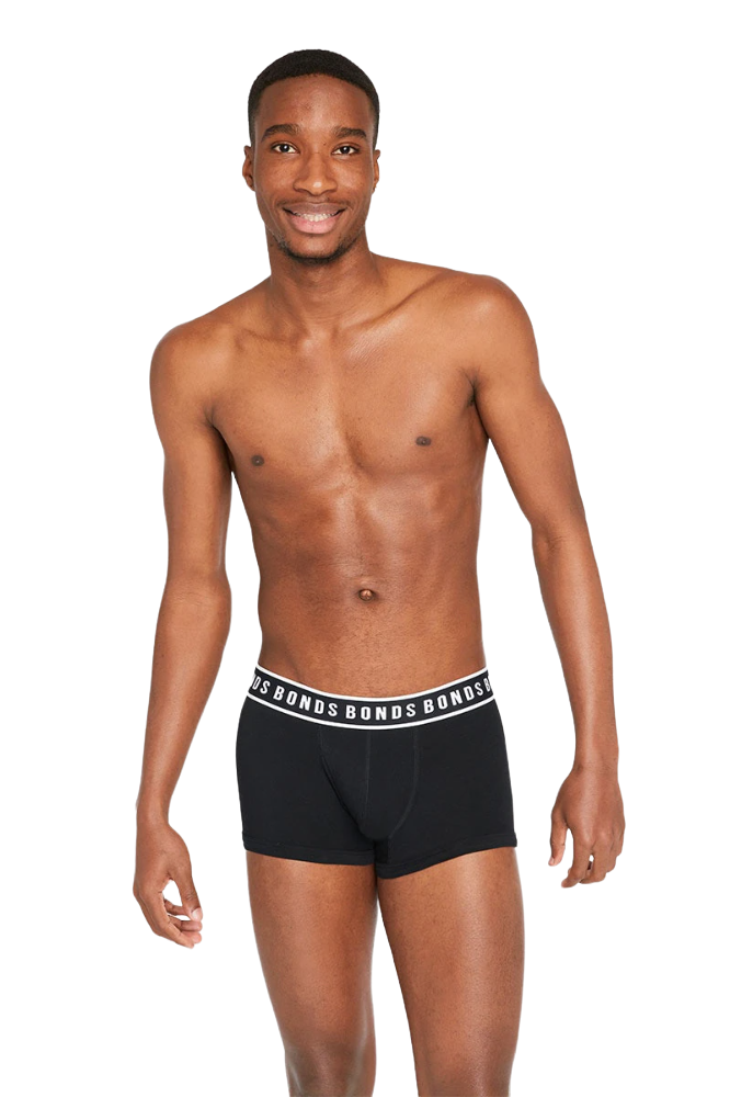 Bonds Mens Fit Trunk Cotton Underwear Nu Black