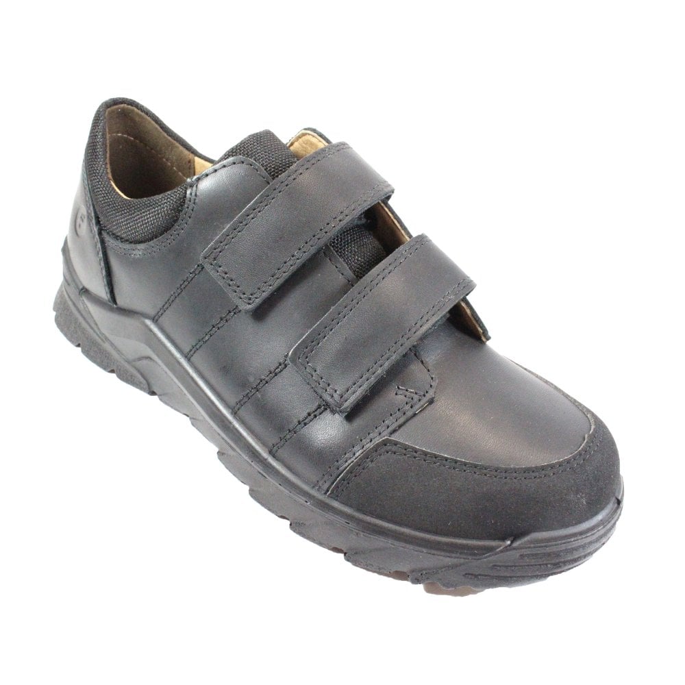 Boys Ricosta Shoes Strap Easy On Johno Sturdy Black