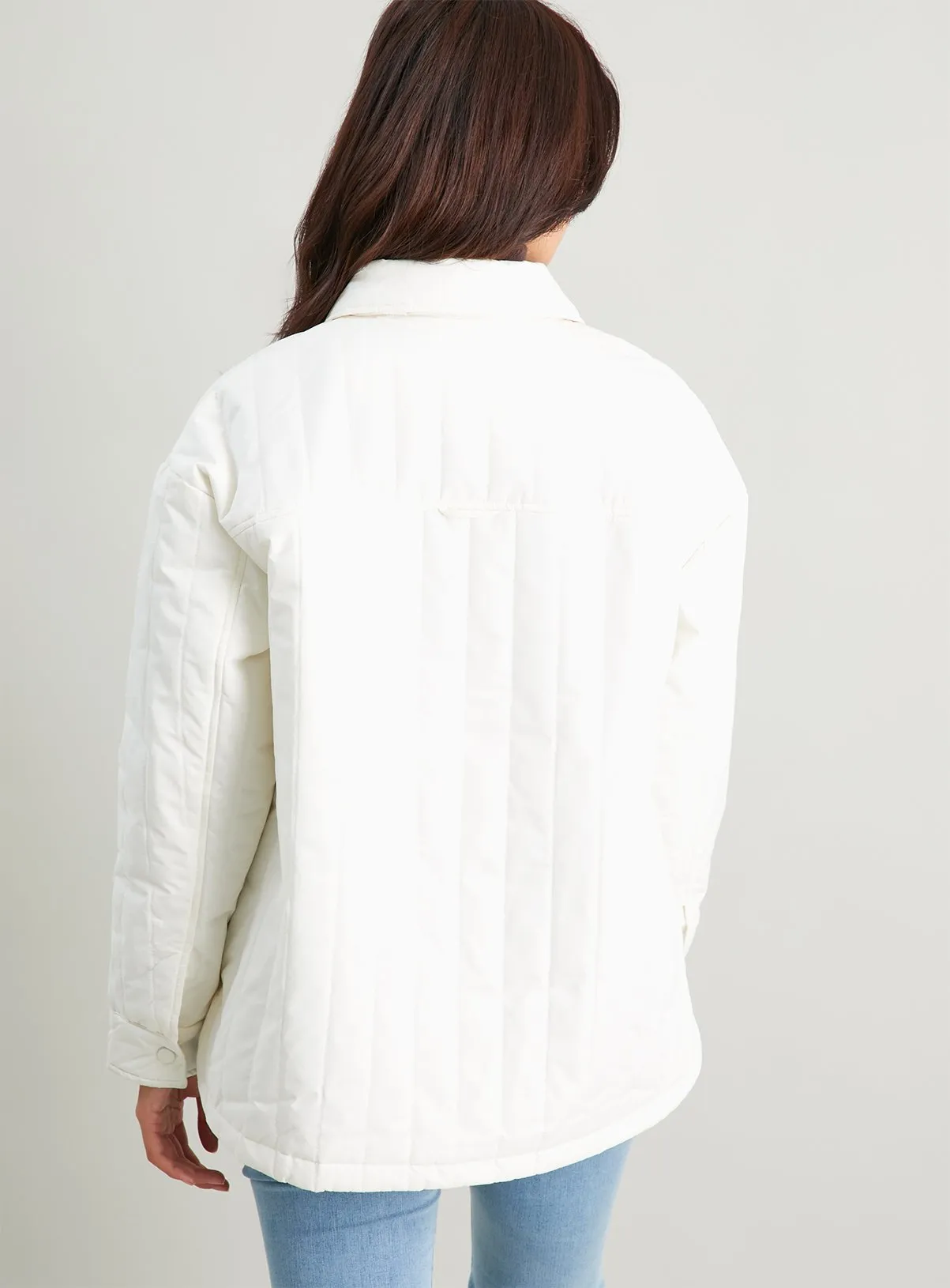 Buy Cream Quilted Shacket - 8 | Coats | Tu