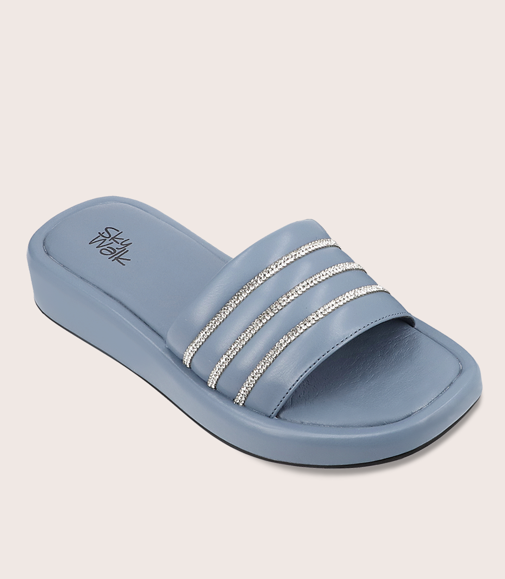 BW7354-BLUE-Women Comfort Slipper