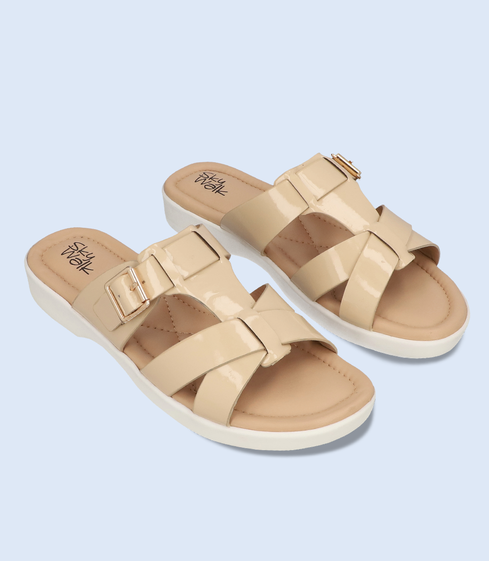 BW7541-BEIGE-Women Comfort Slipper