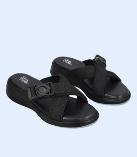 BW7663-BLACK-Women Comfort Slipper