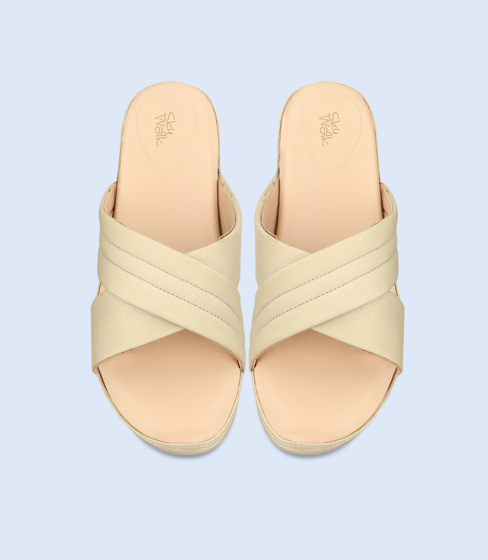 BW7918-BEIGE-Women Comfort Slipper