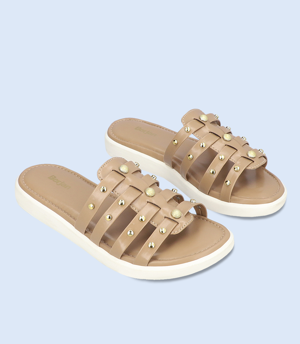 BW7926-KHAKI-Women Platform Slippers