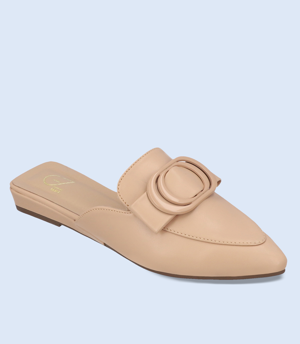 BW8162-BEIGE-Women Casual Mules