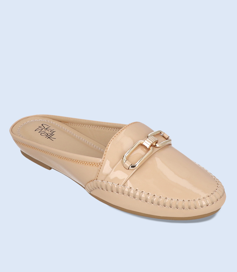 BW8291-BEIGE-Women Comfort Mules