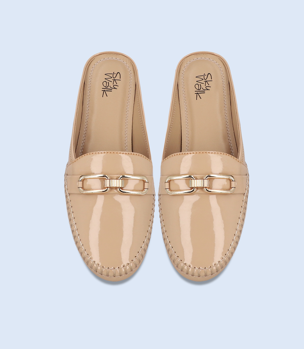 BW8291-BEIGE-Women Comfort Mules