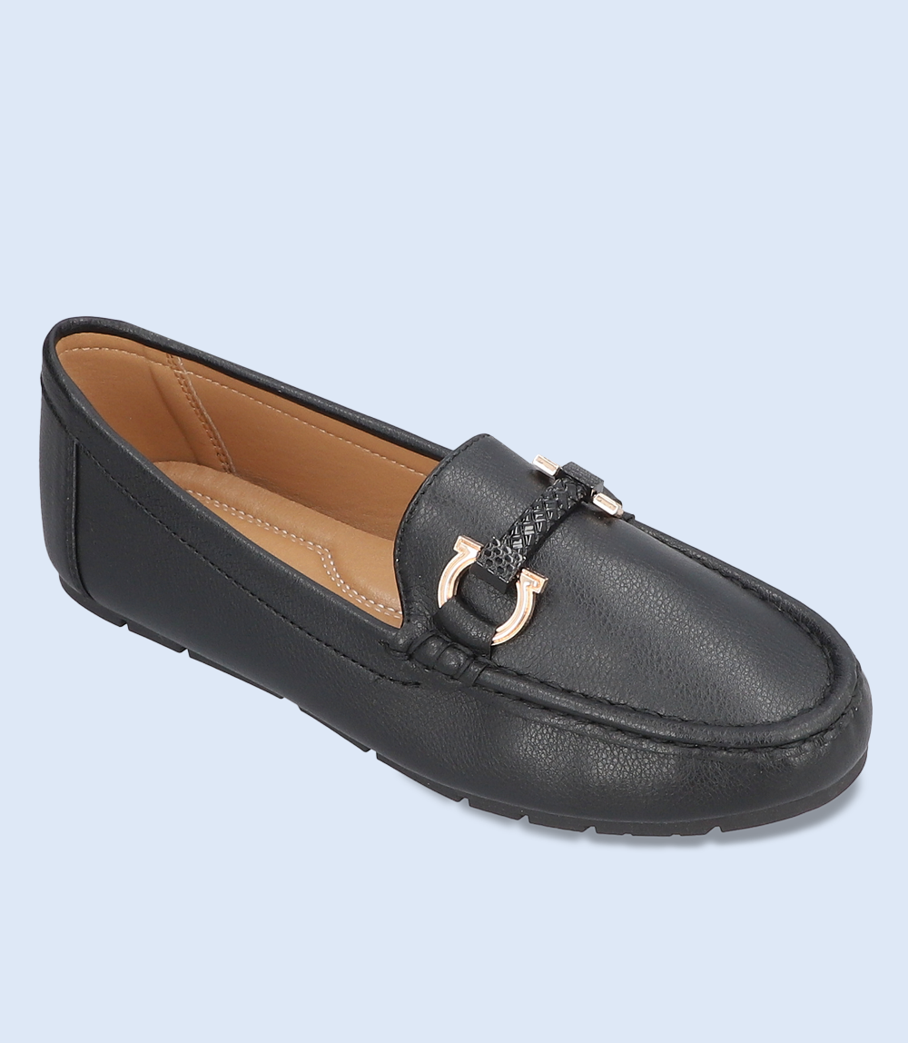 BW8465-BLACK-Women Comfort Moccasins