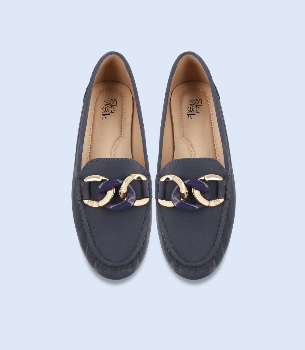 BW8466-NAVY-Women Casual Moccasins