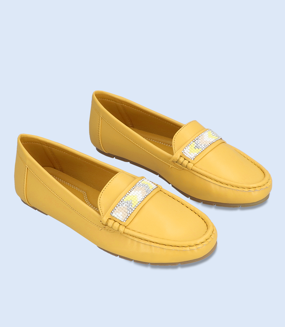 BW8493-MUSTARD-Women Comfort Moccasins