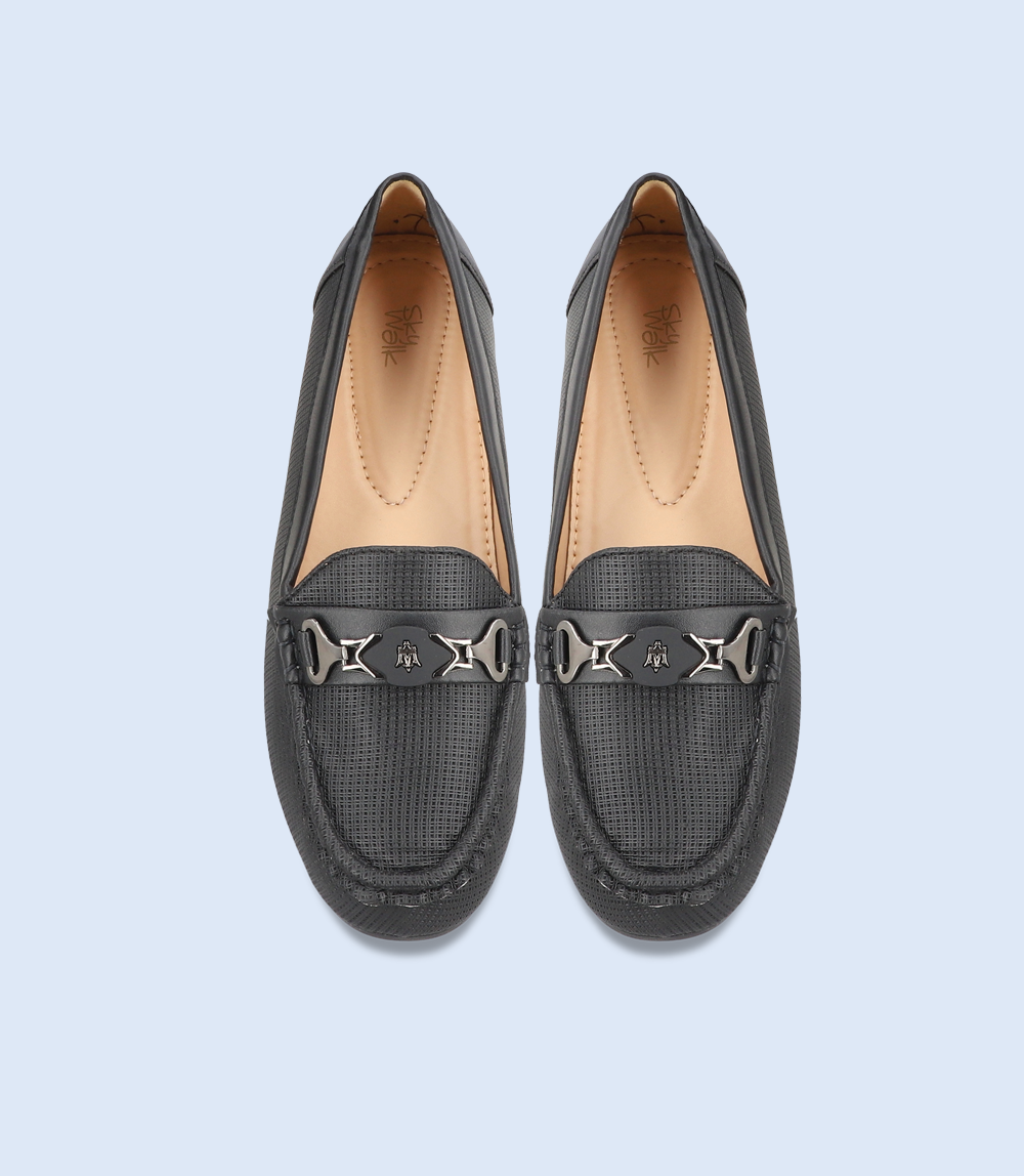 BW8874-BLACK-Women Comfort Moccasins