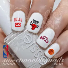 Chicago Bulls NBA Basketball Nail Art Water Decals Nail Transfers Wraps