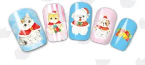 Christmas Nail Art Cats Dogs Water Decals Transfers Wraps