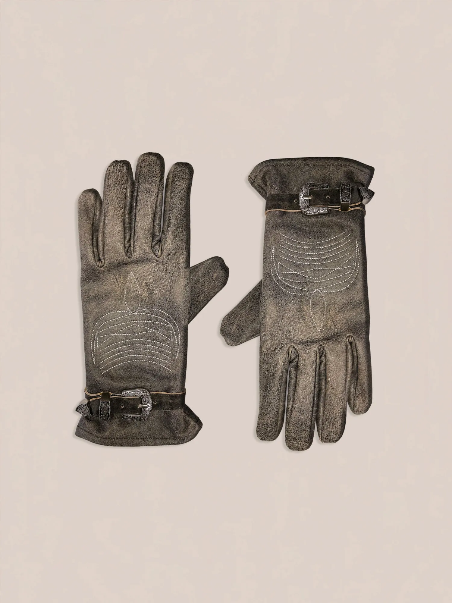 Distressed Leather Western Gloves