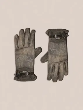 Distressed Leather Western Gloves