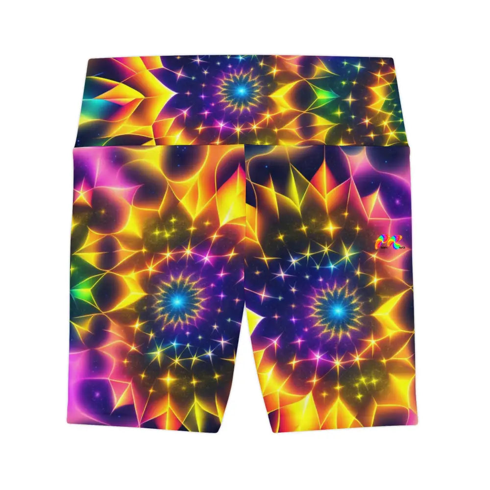 Exotic Neon Rave Yoga Shorts