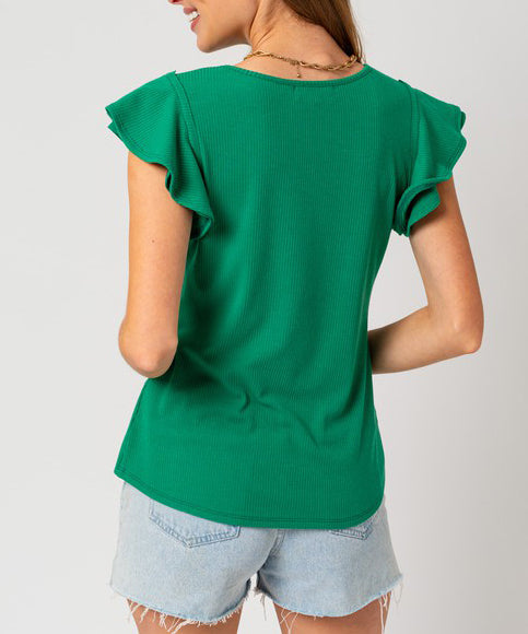 Flowy Sleeve Top - Kelly Green