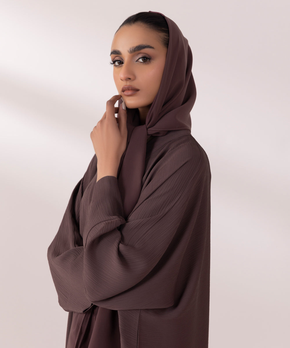 Front Open Crinkle Abaya Set