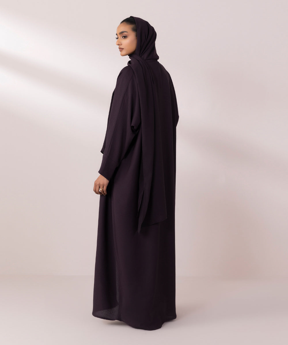 Front Open Crinkle Abaya Set