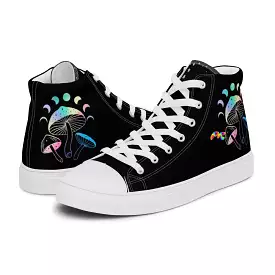 Holographic Mushrooms Women’s High Top Canvas Shoes