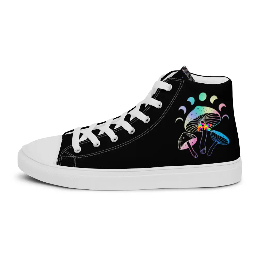 Holographic Mushrooms Women’s High Top Canvas Shoes