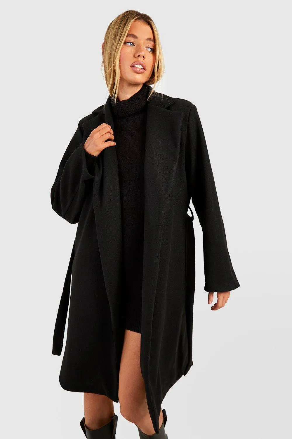 Jackets & Coats | Belted Wool Look Coat | boohoo