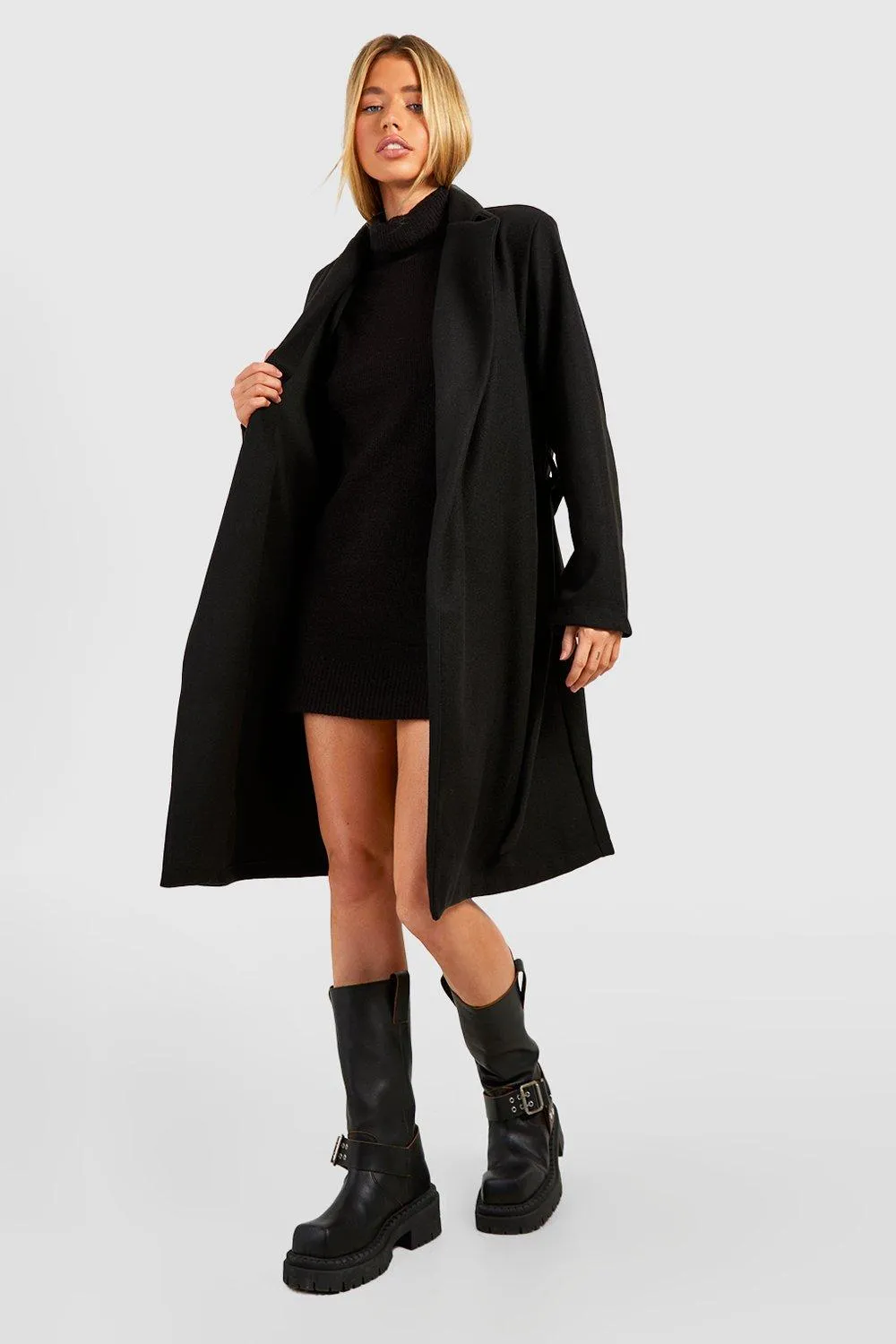 Jackets & Coats | Belted Wool Look Coat | boohoo