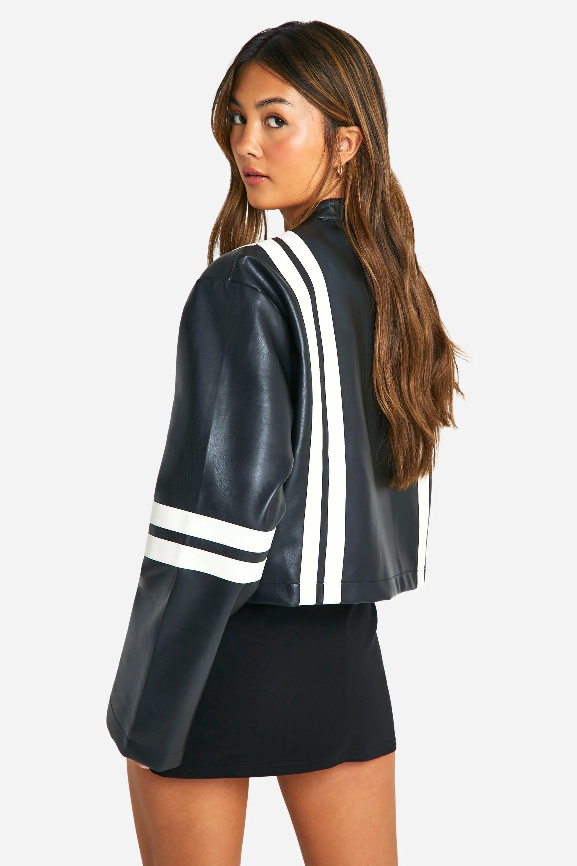 Jackets & Coats | Contrast Moto Faux Leather Jacket | boohoo