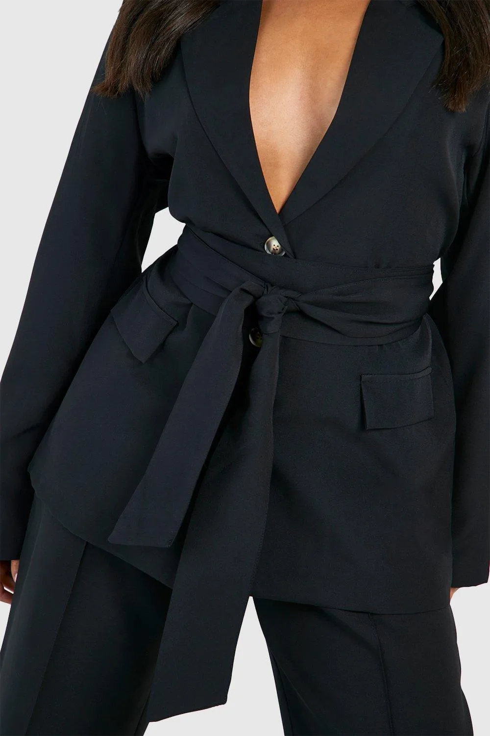 Jackets & Coats | Plus Woven Obi Tie Blazer | boohoo