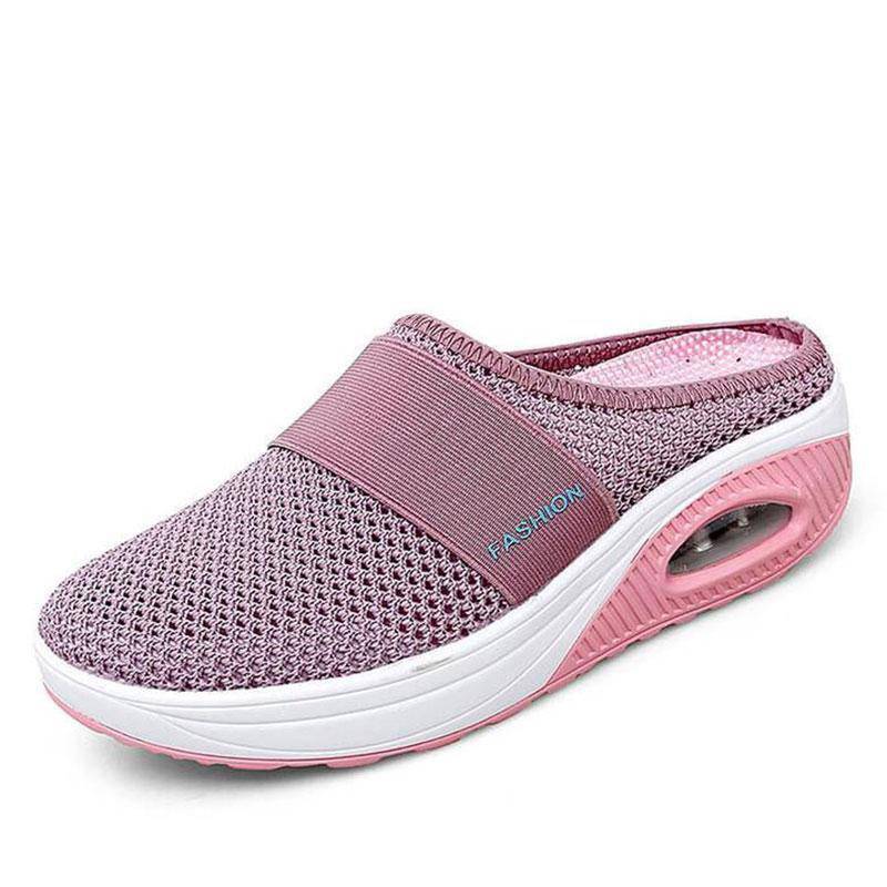 Libiyi Women Daily Fly Knit Fabric Summer Air Cushion Mule Slippers