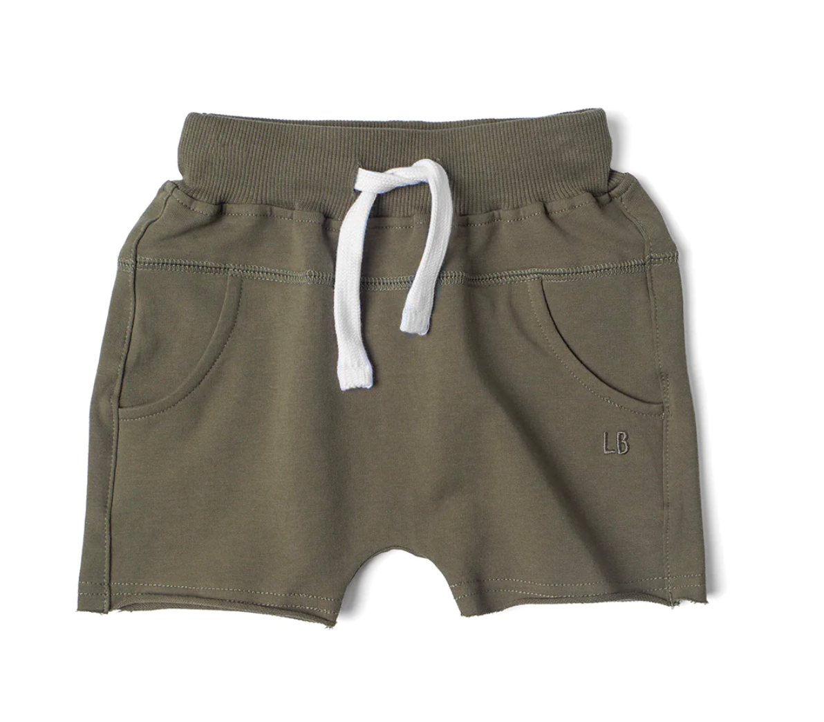 Little Bipsy - Dark Moss Raw Edge Harem Shorts