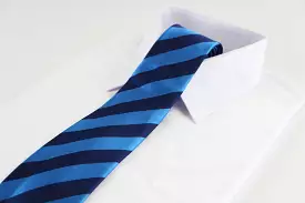 Mens Blue & Navy Thick Striped Patterned 8cm Neck Tie