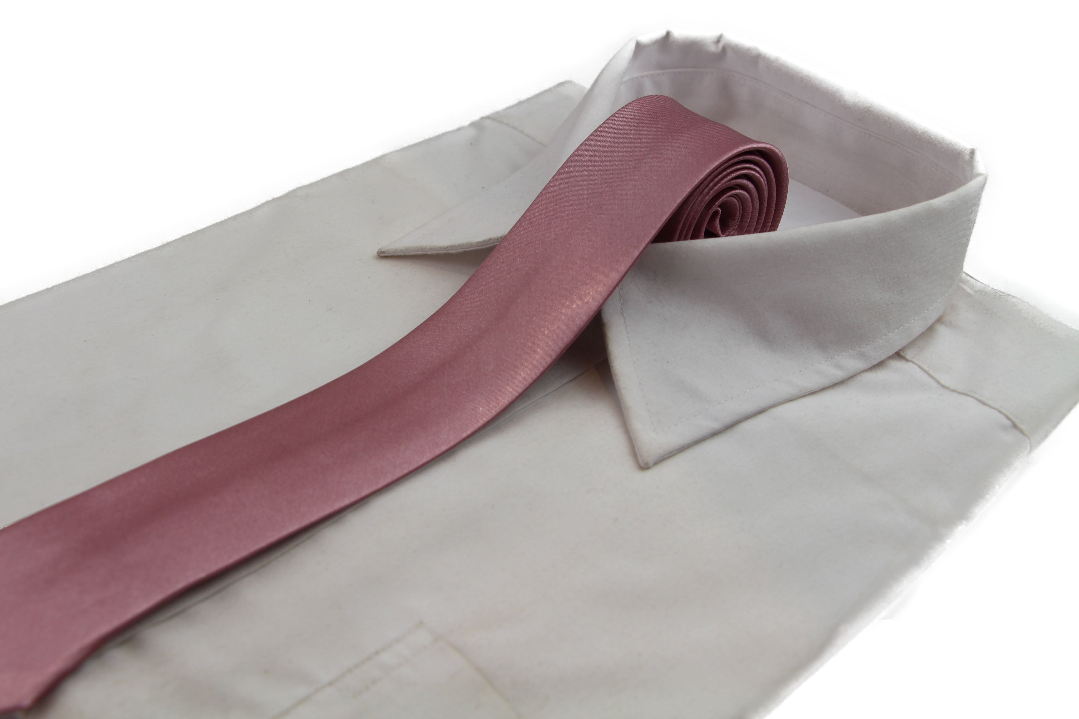 Mens Dusty Pink 5cm Skinny  Plain Neck Tie