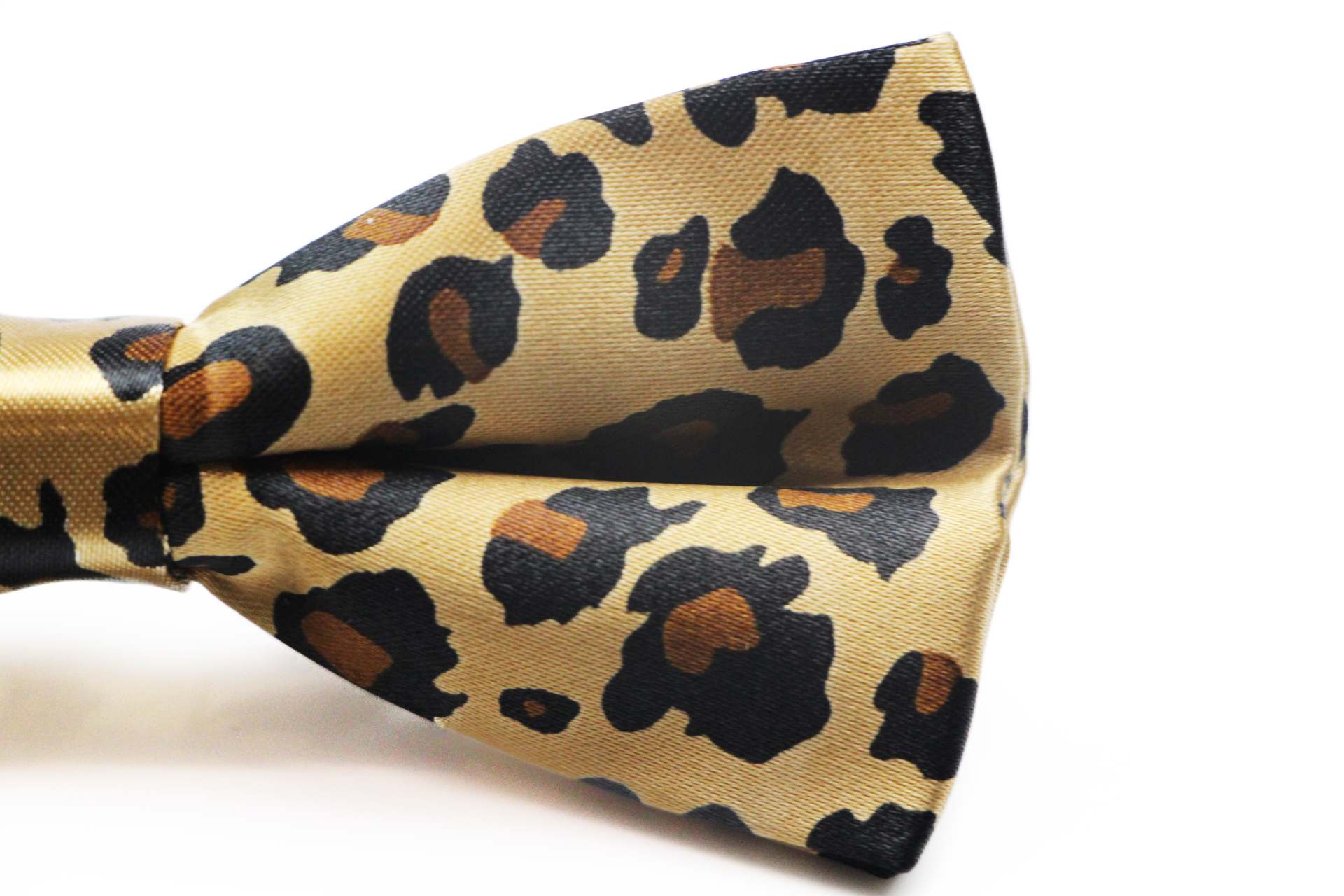 Mens Gold Leopard Print Patterned Bow Tie