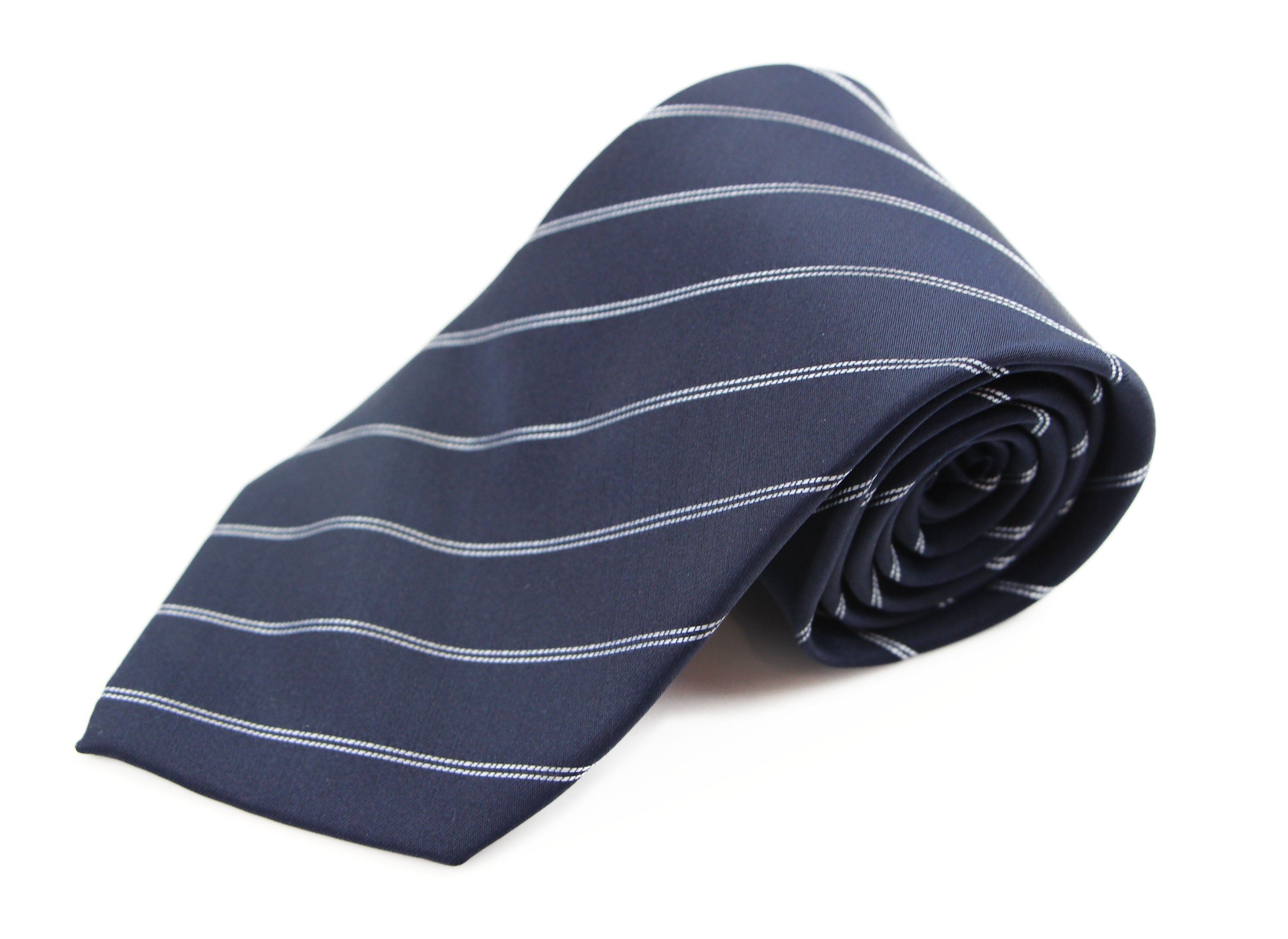 Mens Navy Striped 8cm Patterned Neck Tie