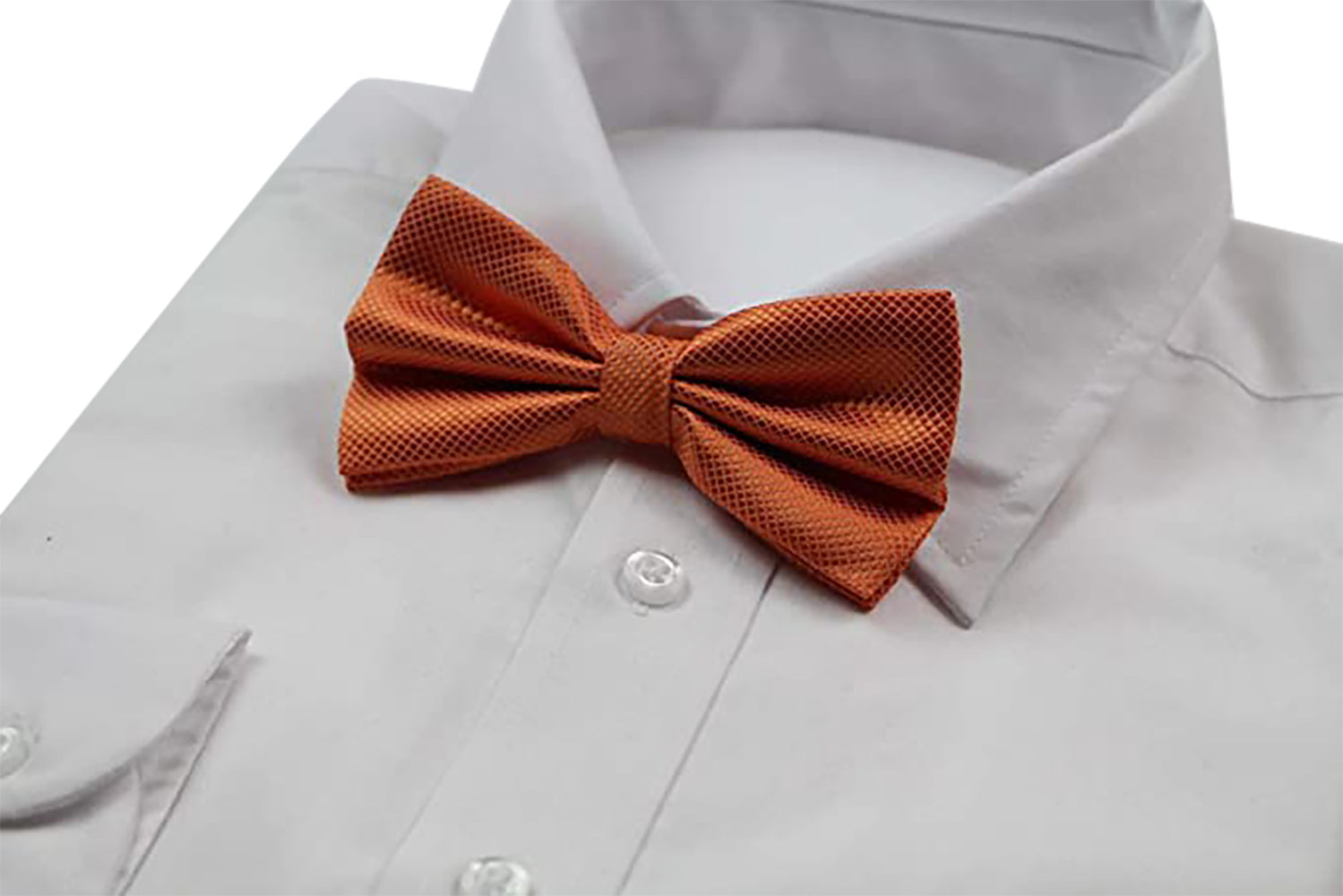 Mens Orange Plain Coloured Checkered Bow Tie