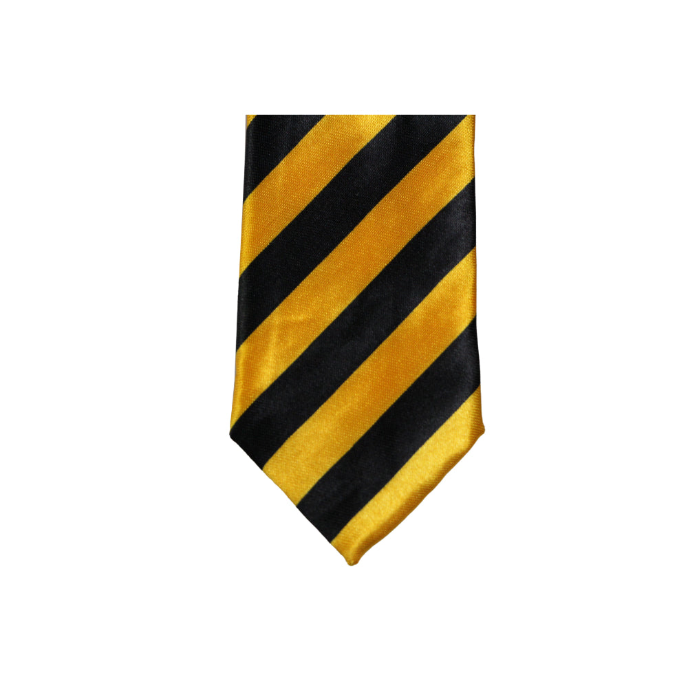 Mens Yellow & Black Thick Richmond Striped 5cm Skinny Neck Tie