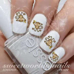 Monkey Nail Art Jumping Monkey Banana Nail Water Decals Water Slides