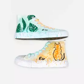 Orange Cat Hand Painted Shoes