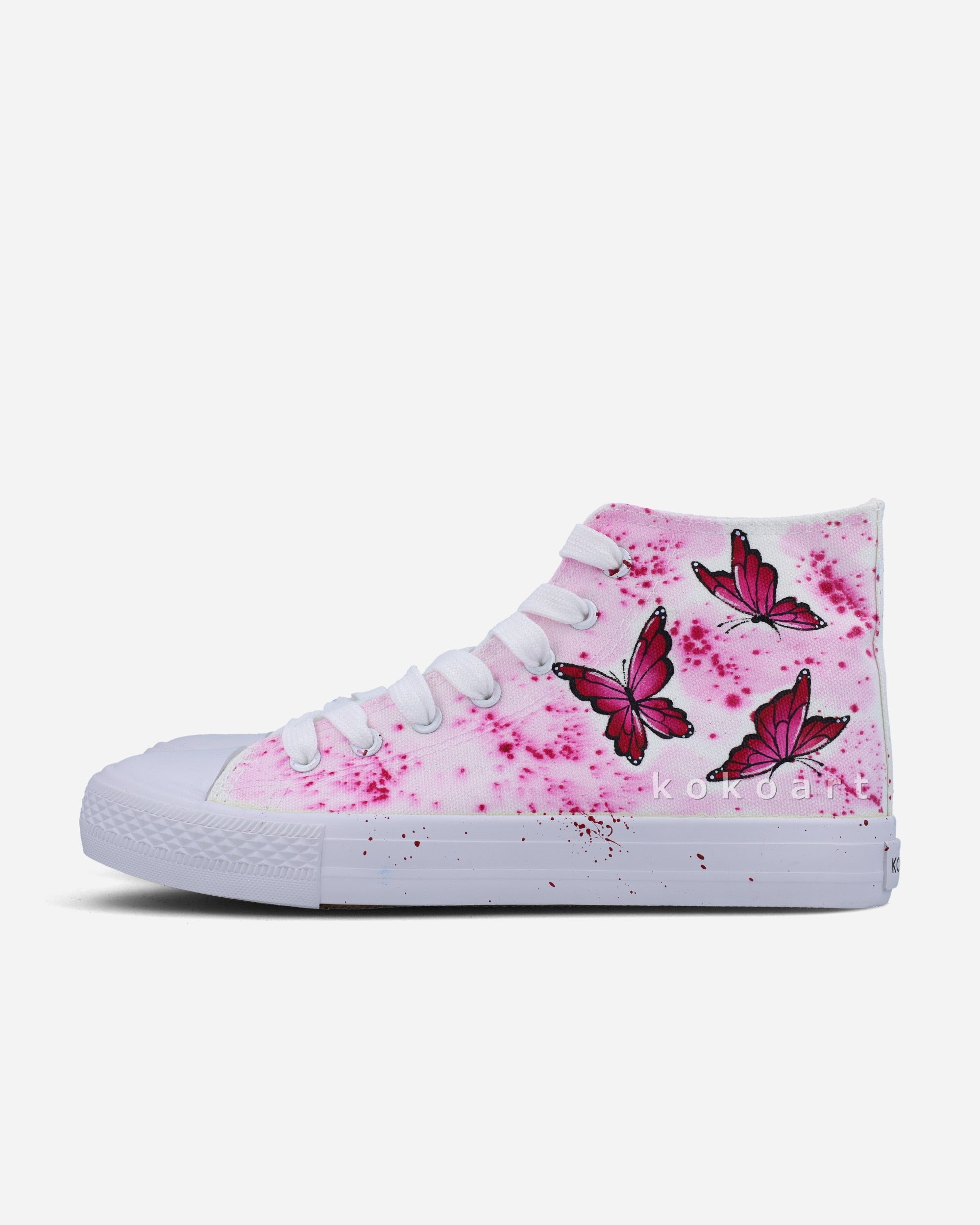 Pink and Blue Watercolour Butterflies Hand Painted Shoes