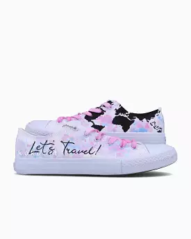 Pink Watercolour Let's Travel Hand Painted Shoes