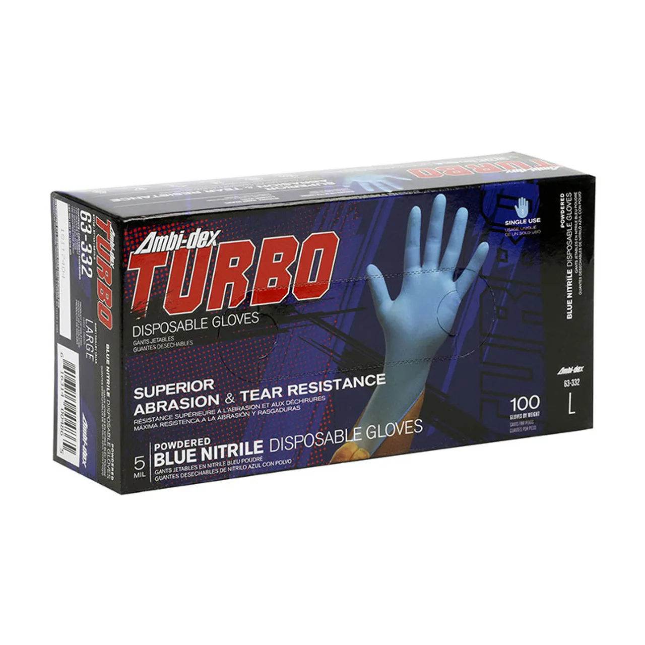 PIP Case of 1000 Ambi-dex 5 Mil Turbo Disposable Nitrile Powdered Blue Gloves 63-332