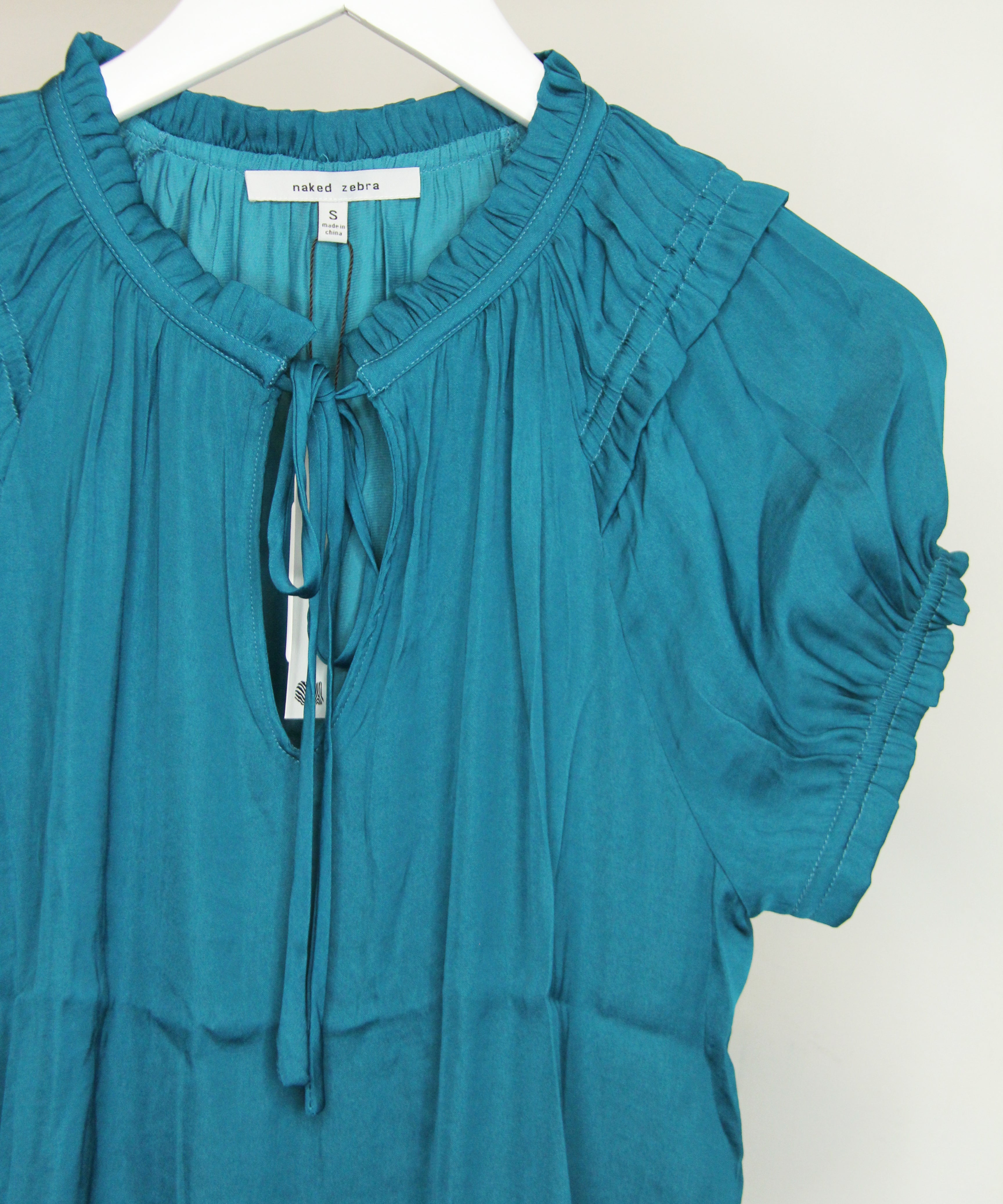 Raglan Sleeve Blouse with Frill Detail - Deep Teal