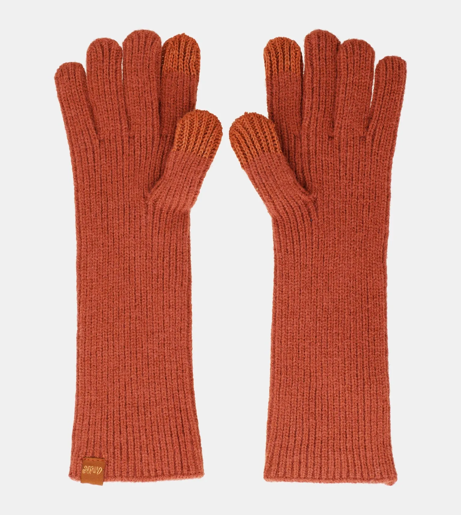 Red knitted gloves